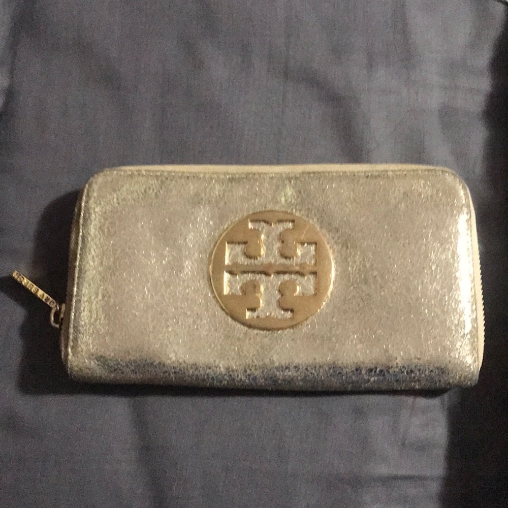 Gold shimmer Tory Burch wallet